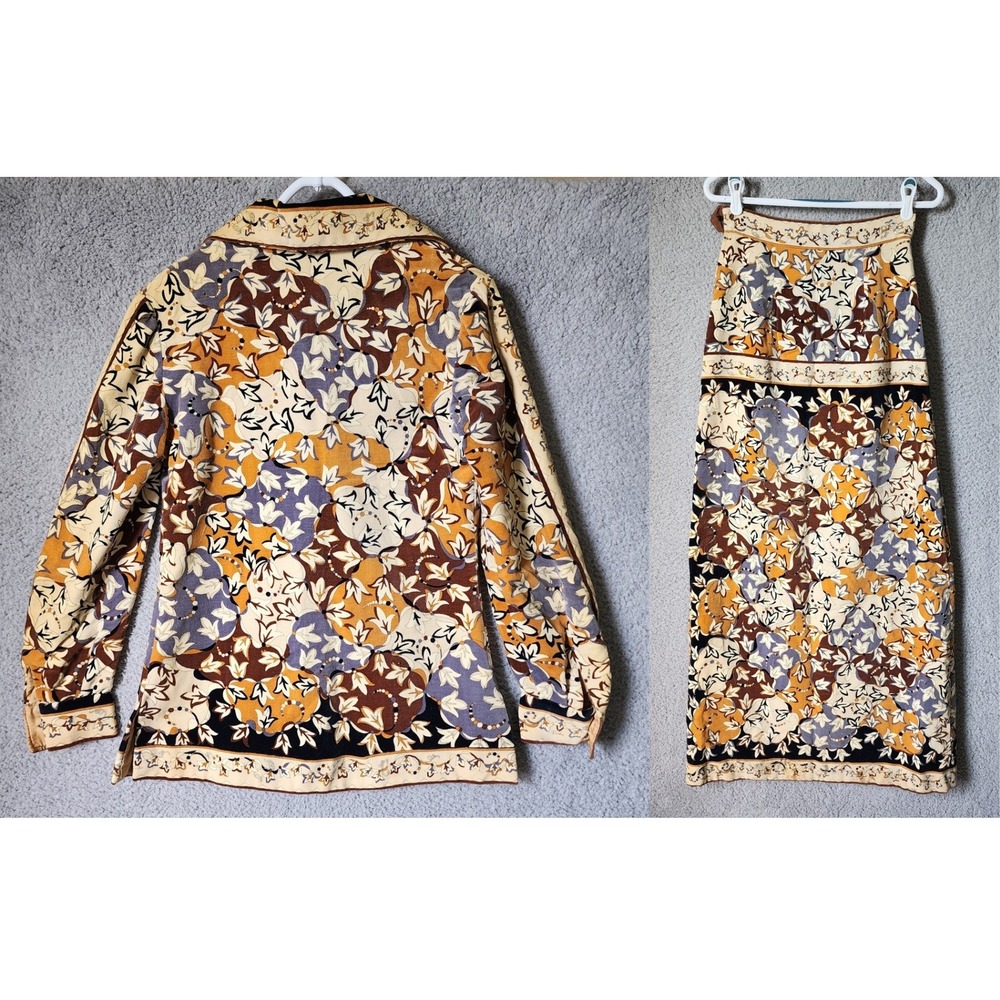 Vtg 70s Emilio Pucci Saks Skirt Set Women 12 Floral Velvet Jacket Maxi Skirt‎ - Picture 2 of 16